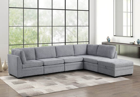 Sam Grey Modular Sectional Couch 6 Piece