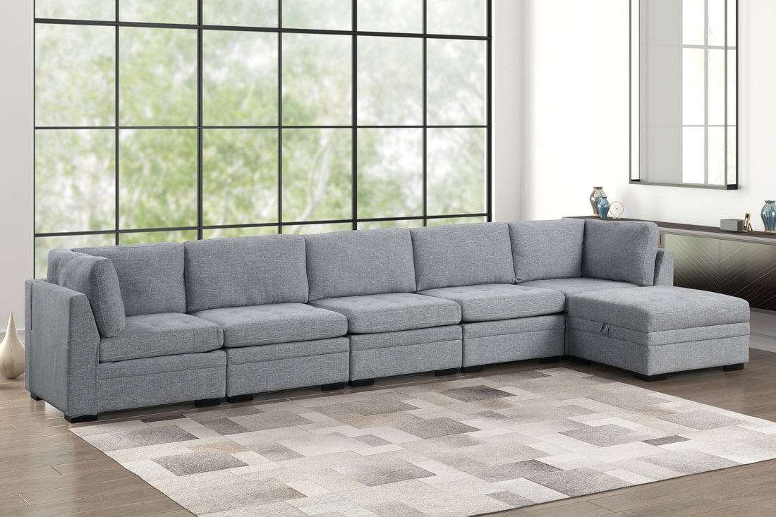 Sam Grey Modular Sectional Couch 6 Piece