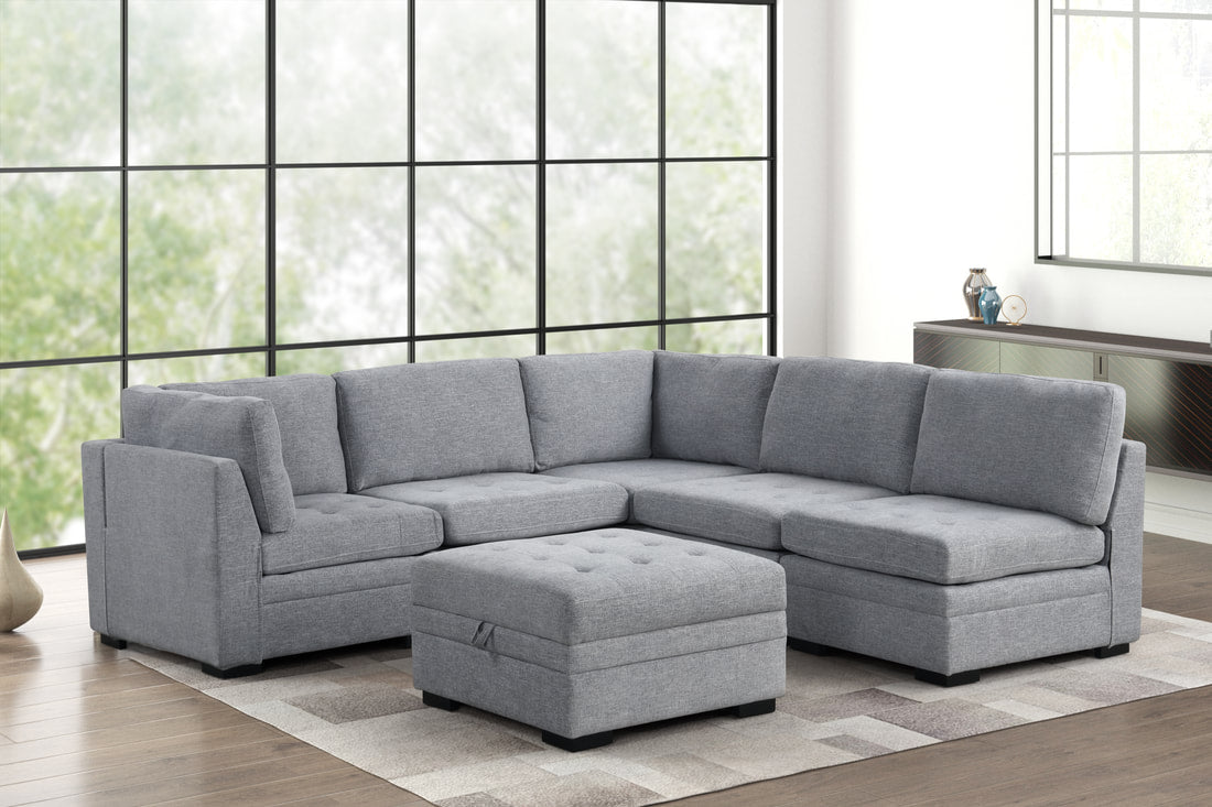 Sam Grey Modular Sectional Couch 6 Piece