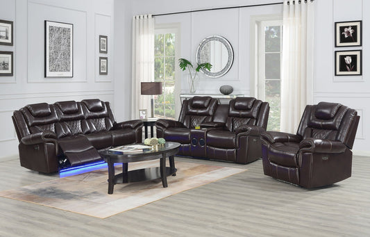 Alexa Brown 3 Piece Power Reclining Living Room Set