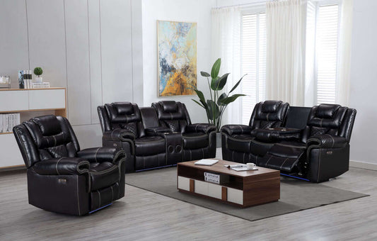 Alexa Black 3 Piece Power Reclining Living Room Set