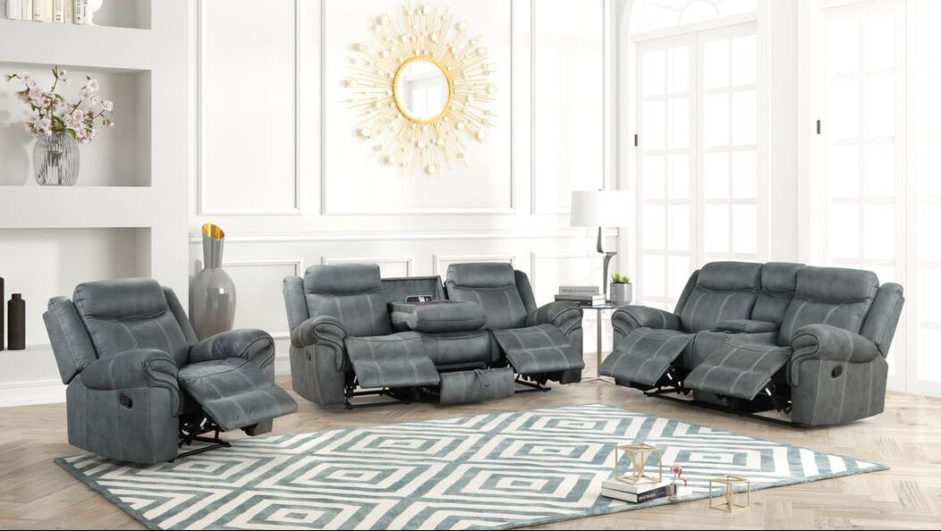 Andres Gray 3 Piece Reclining Living Room Set