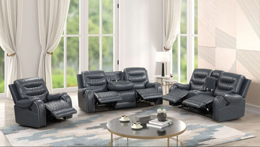 Ashley Blue Gray 3 Piece Reclining Living Room Set