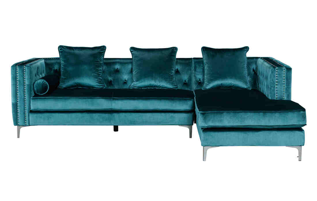 Ava Teal Velvet Sectional