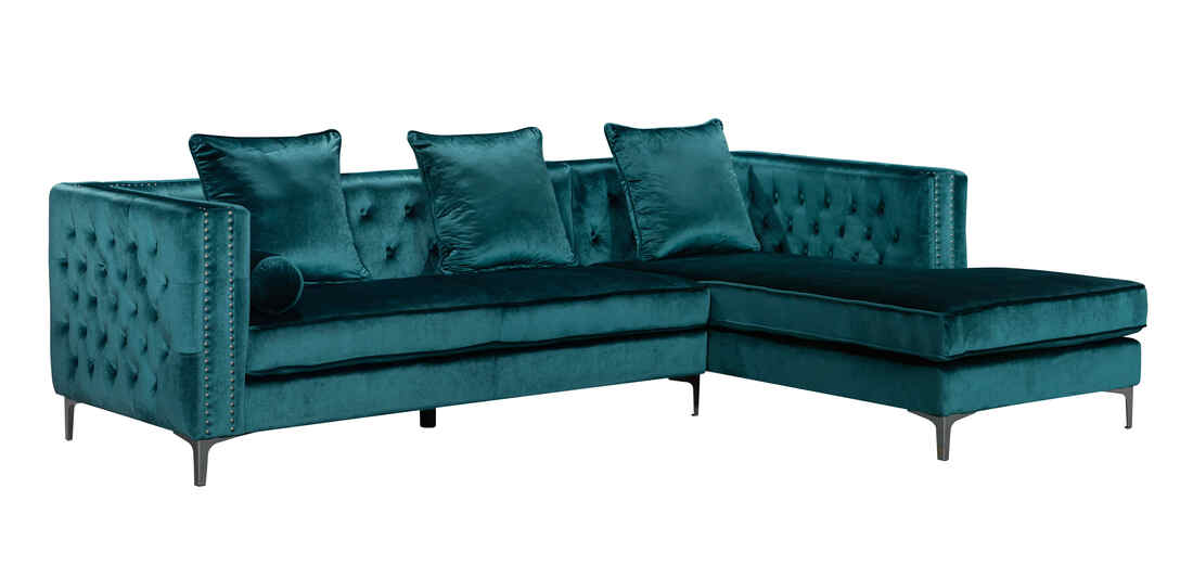 Ava Teal Velvet Sectional