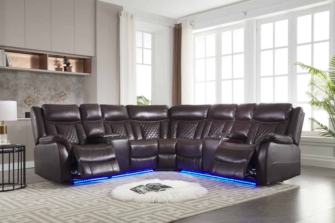 Batman Espresso Reclining Sectional Couch