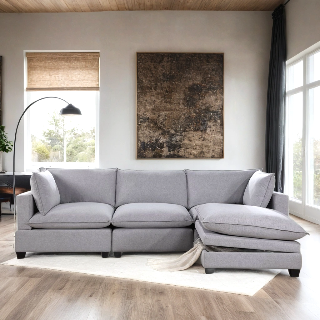 Cloud 2 Modular 4 Piece Sectional Couch & Storage Ottoman