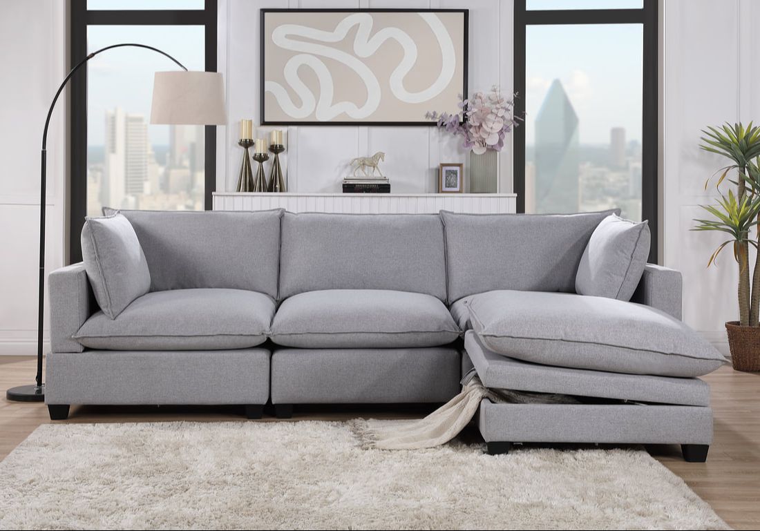 Cloud 2 Gray Modular 4 Piece Sectional