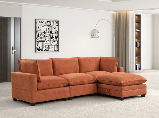Cloud 3 Performance Fabric Sectional Couch (Water/Stain Resistant)