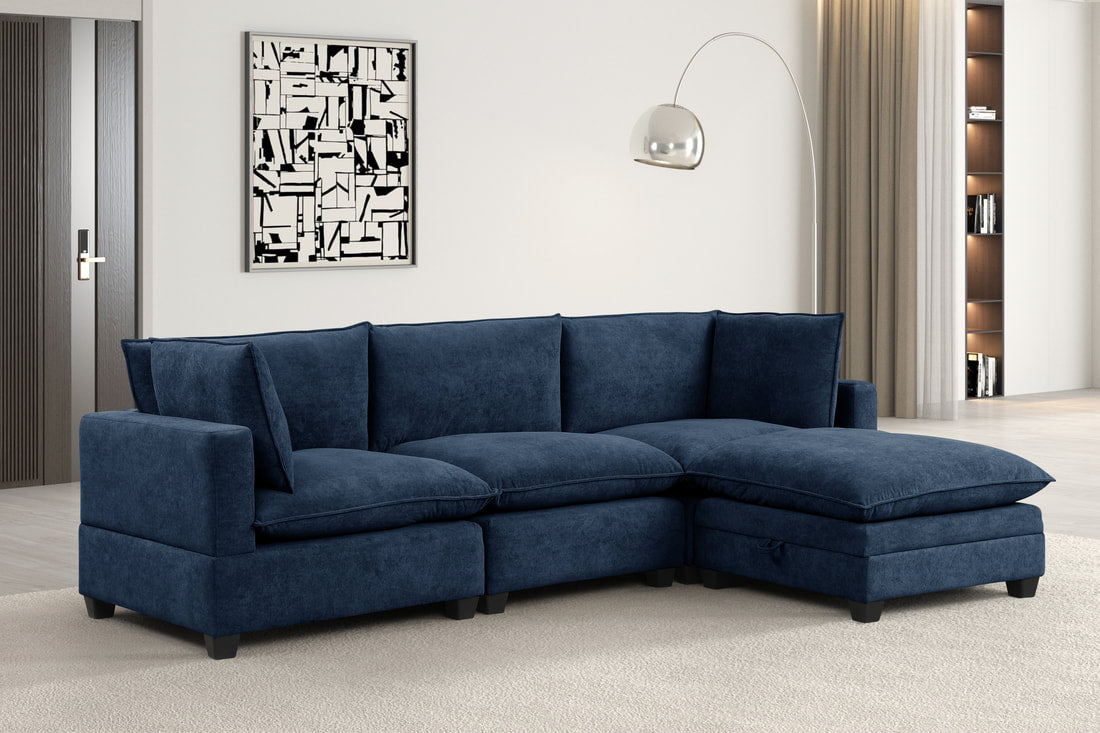 Cloud 3 Performance Fabric Sectional Couch (Water/Stain Resistant)