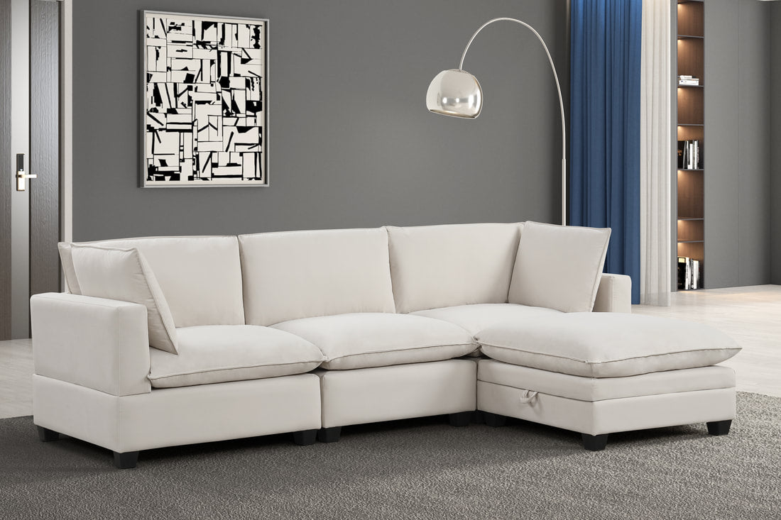 Cloud 2 Modular 4 Piece Sectional Couch & Storage Ottoman