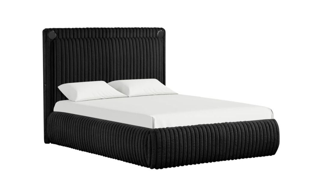 Diana Black Platform Bed With Built In Speakers & Charging Ports King/Queen