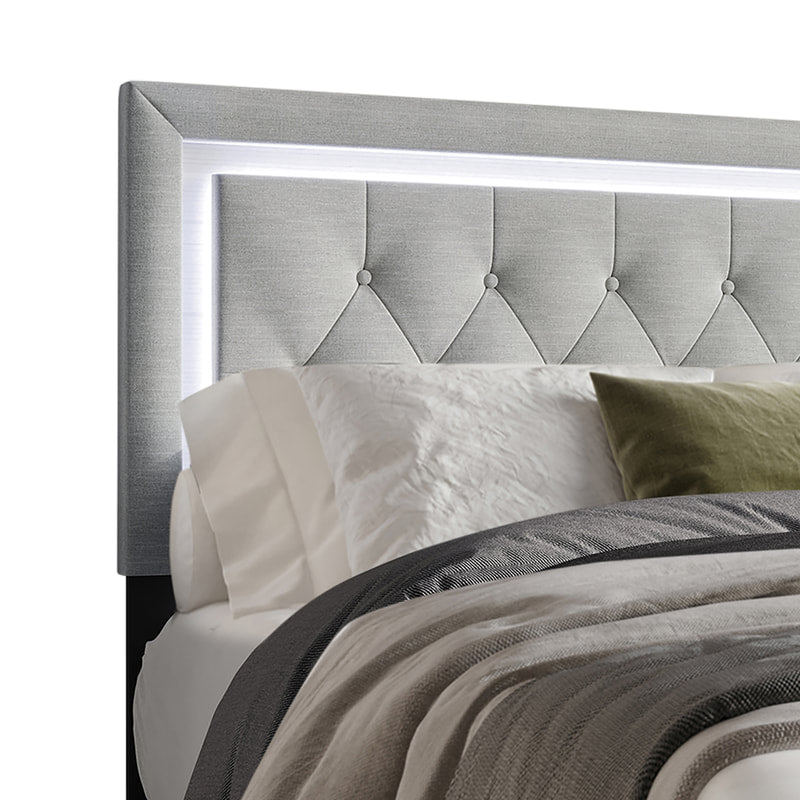 HH240 Platform Bed w LED Lights On Headboard King/Queen/Full/Twin