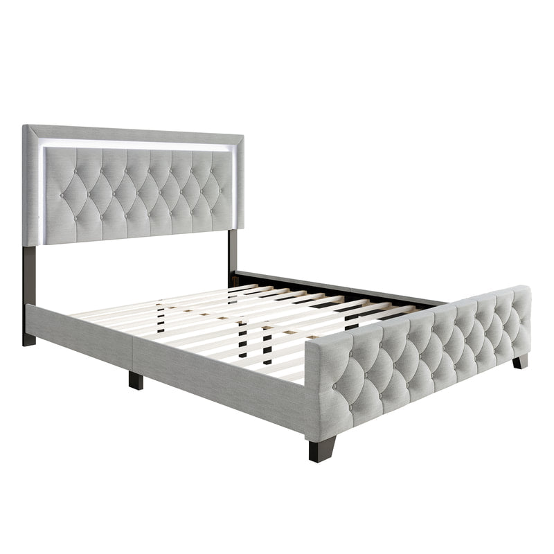 HH240 Platform Bed w LED Lights On Headboard King/Queen/Full/Twin