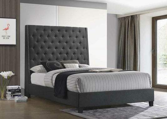 HH330 Charcoal Linen Gray Queen Bed