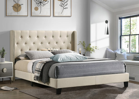 HH740 Beige Platform Bed King/Queen/Full/Twin