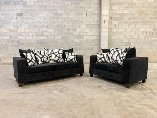 Black Sofa & Loveseat Living Room Set