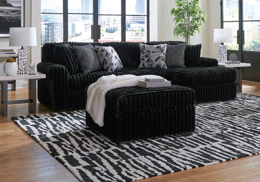 Ashley Black Fluffy Sectional Couch