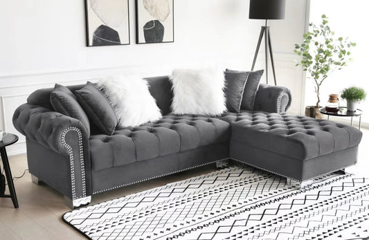 Royal Grey Velvet Sectional