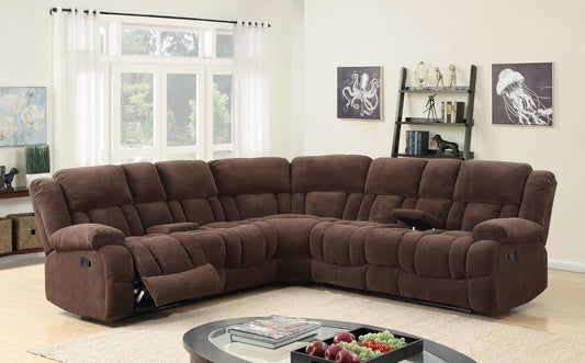 Jade Brown Fabric Reclining Sectional Couch