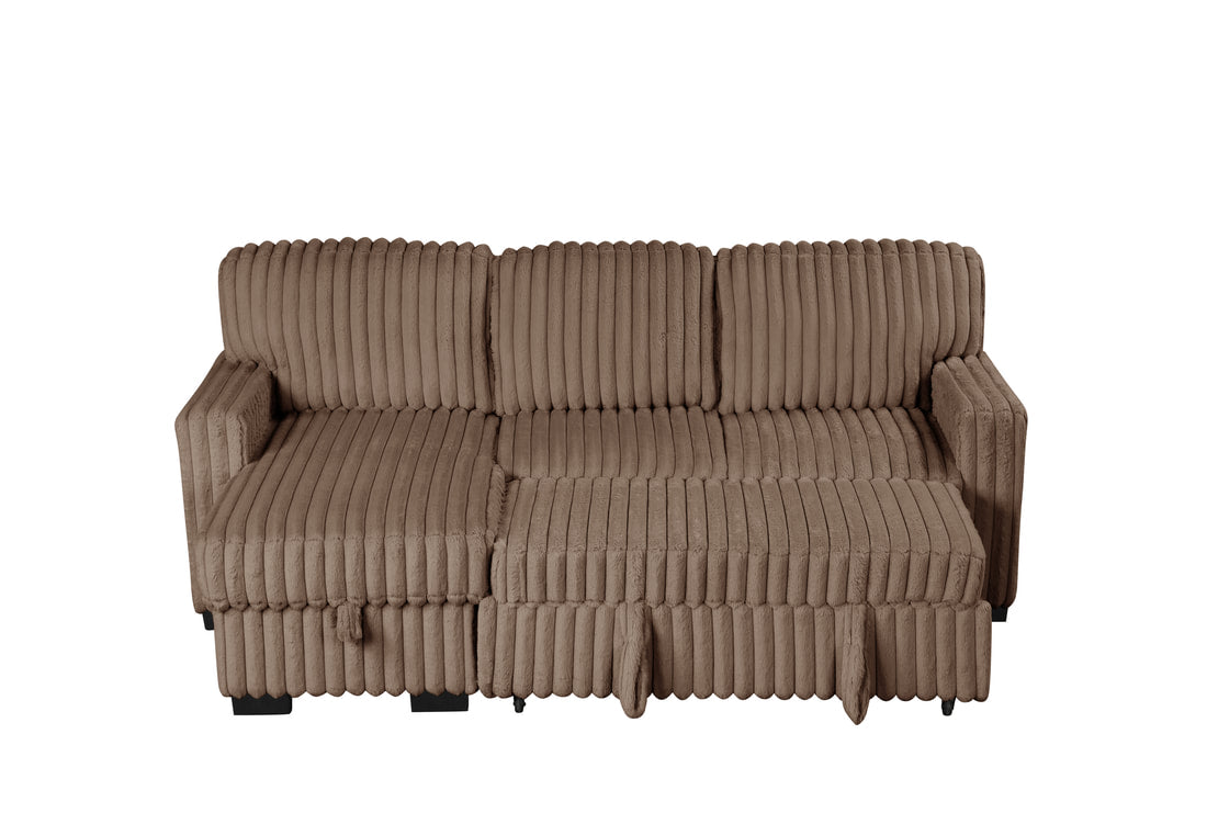 Poland Mocha Sectional Couch With Pull Out Bed And Storage
