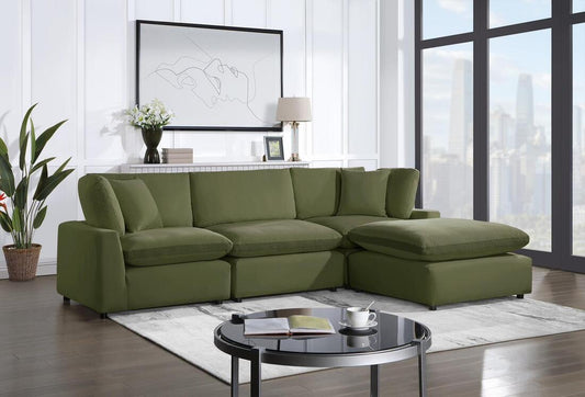 Sky Olive Velvet Modular Sectional