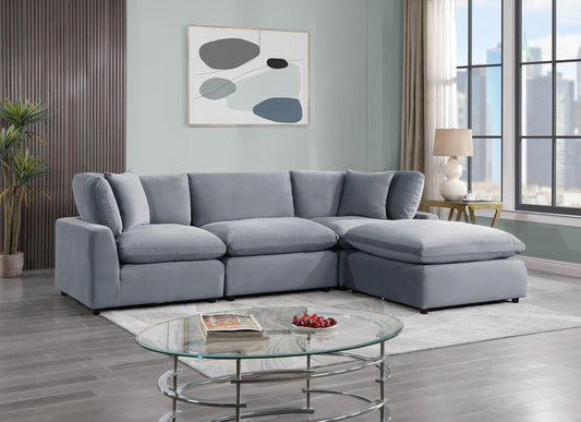 Sky Grey Velvet Modular Sectional