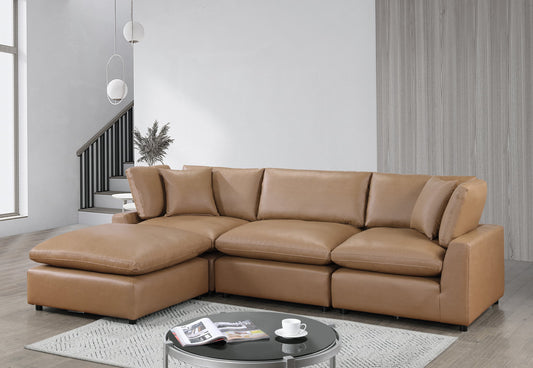 Sky Camel Leather Gel Modular Sectional