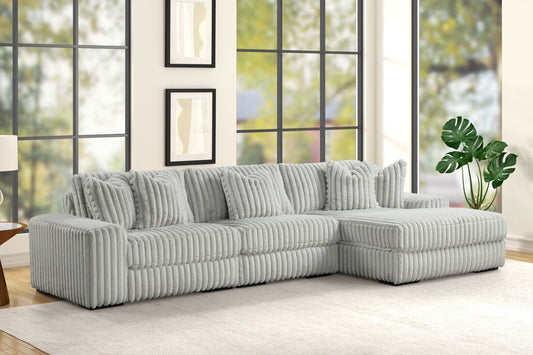 Sunday 2 Gray Fluffy 3PC Sectional Couch