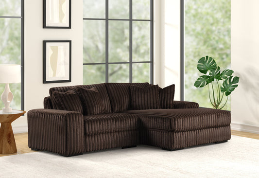 Sunday 2 Chocolate Fluffy 2PC Sectional Couch
