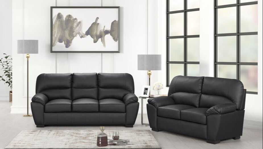 Tiffany Black 2 Piece Living Room Set Sofa & Loveseat