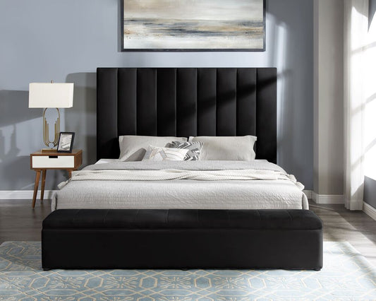 Valencia Black Platform Bed With Storage King/Queen