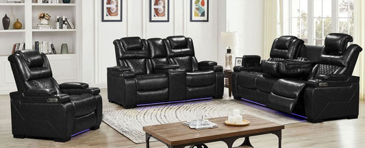 Woodland Black 3 Piece Power Reclining Living Room Set