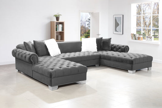 XL London Gray Double Chaise Sectional