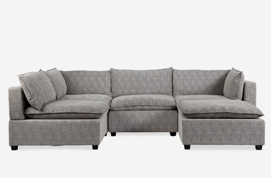 5 Piece Fabric Cloud Style Sectional